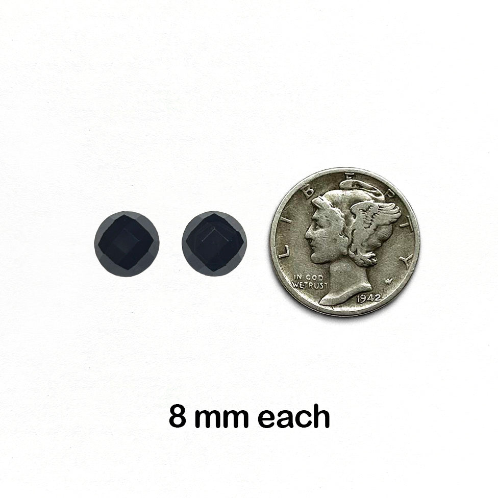 Black Onyx - Rose Cut, 8 mm - 2 Pieces