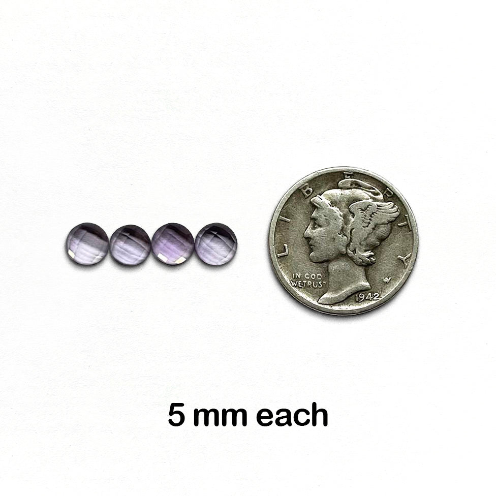 Amethyst, Pastel “Rose de France” - Round, Rose Cut, 5 mm - 4 Pieces