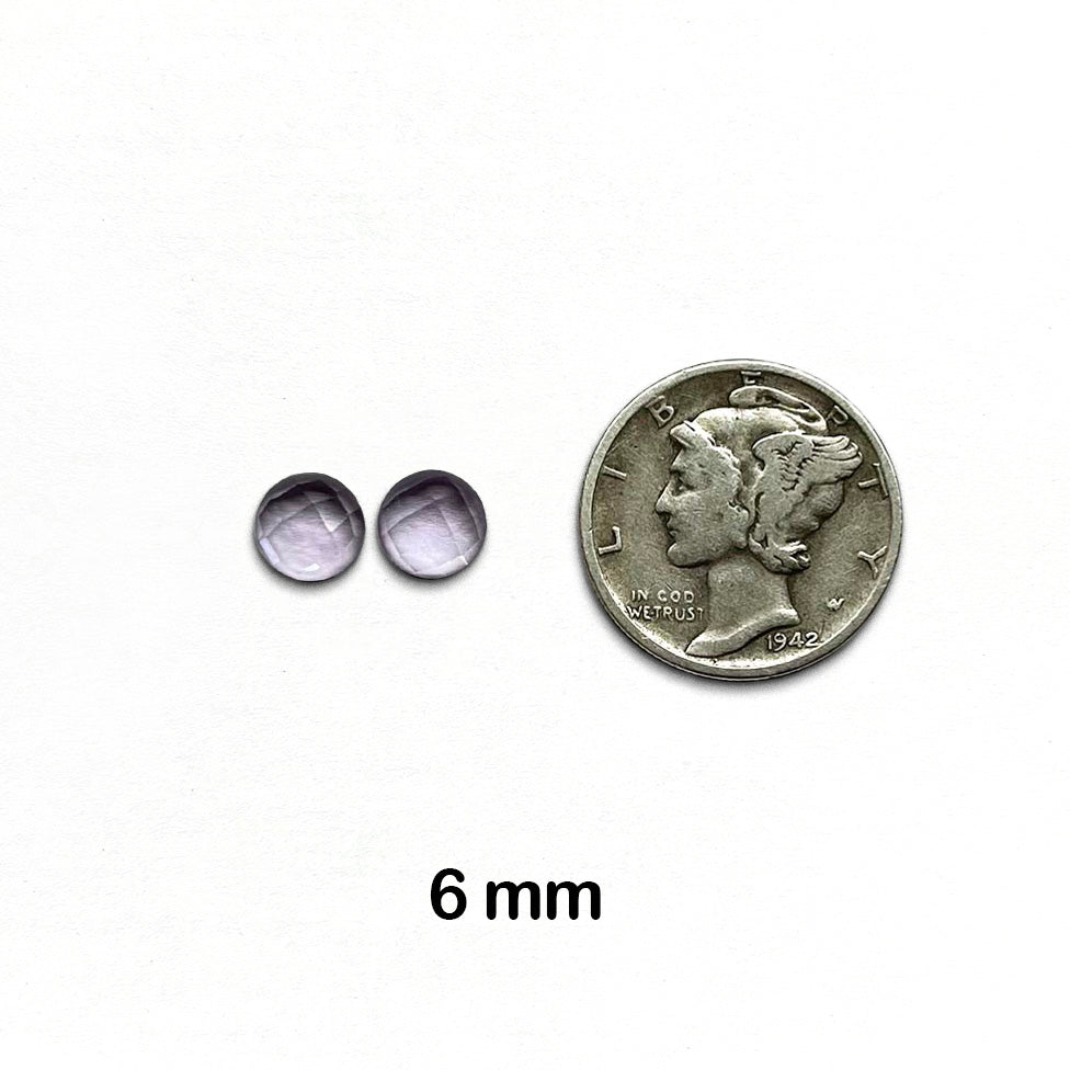 Amethyst, Pastel "Rose de France" - Round, Rose Cut, 6 mm - 2 Pieces