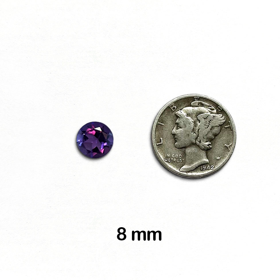Amethyst - Round, AAA-Grade Faceted Gemstone, 8 mm - 1 pieces