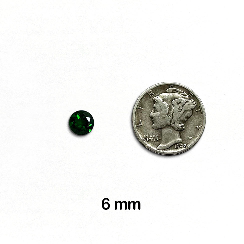Chrome Diopside - Round, Faceted Gemstone, 6 mm - 1 piece