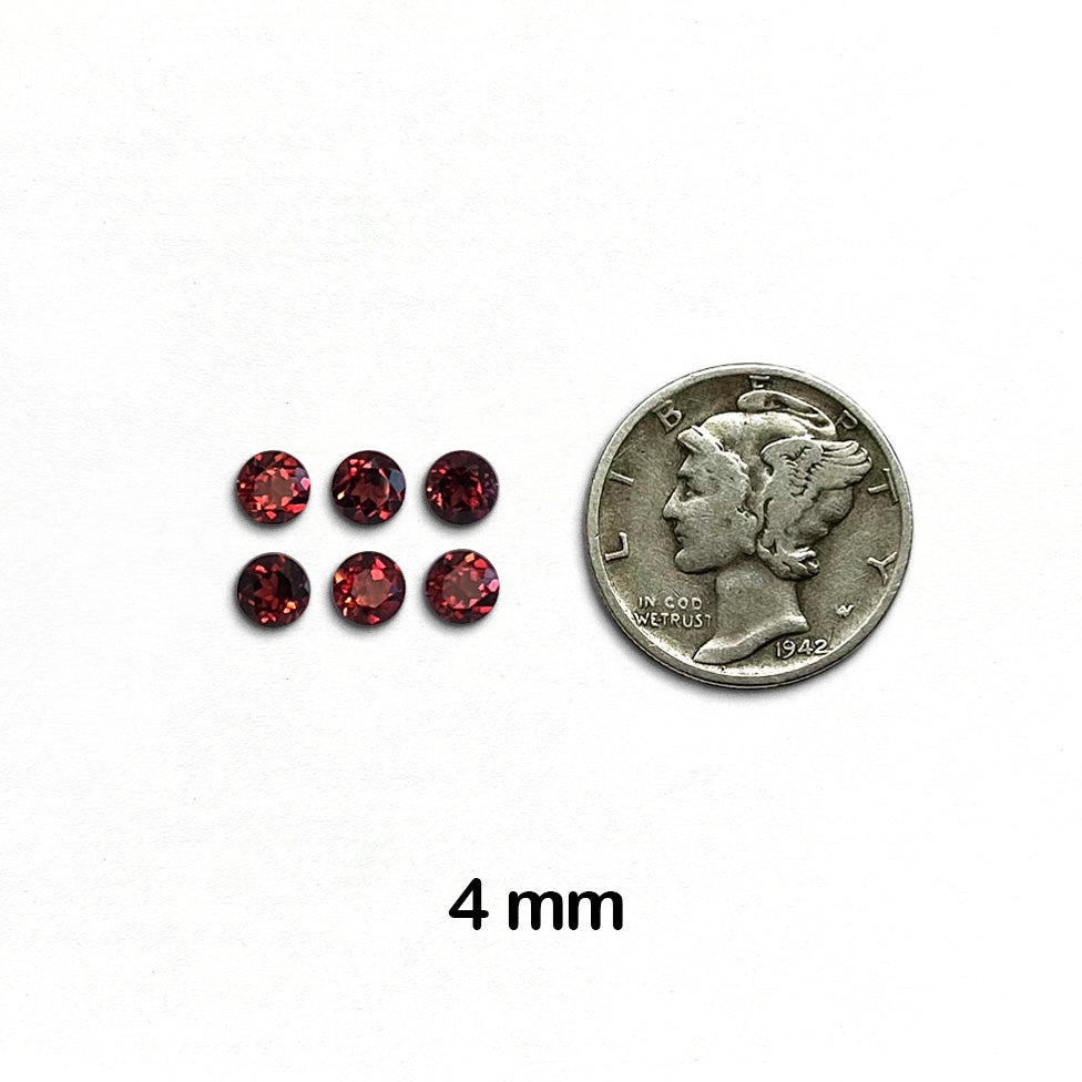 Garnet, Mozambique - Round, Faceted, 4mm - 6 pieces
