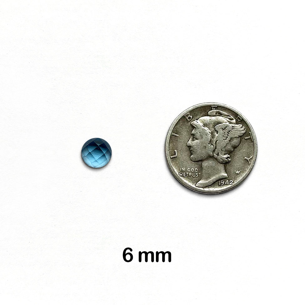 Topaz, London Blue - AAA-Grade, Round, Rose Cut, 6 mm - 1 piece