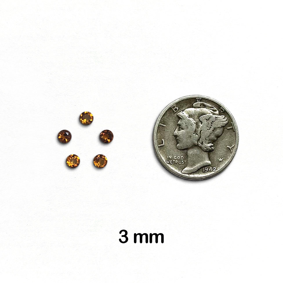 Citrine, Madeira - Round, Faceted Gemstone, 3 mm - 10 pieces