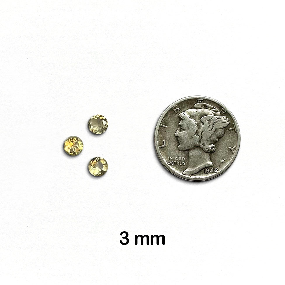 CLOSEOUT - Beryl, Yellow - Round, Faceted, 4 mm - 3 pieces