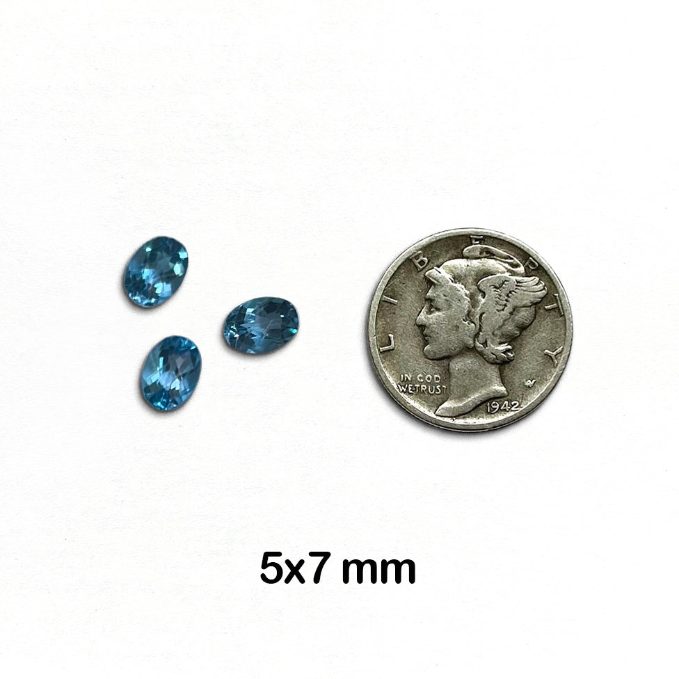 CLOSEOUT - Topaz, Swiss Blue - Faceted Checkerboard Cut, 5 mm x 7 mm- 8 pieces