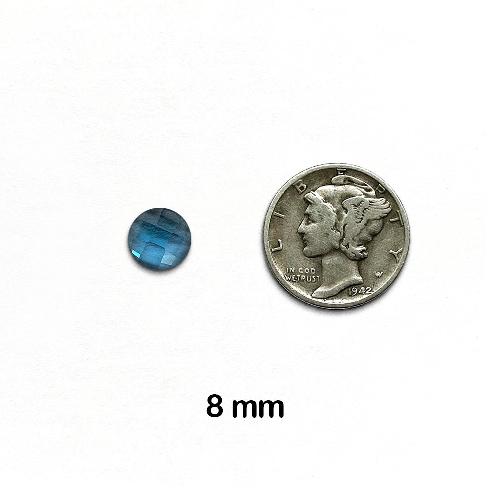 Topaz, London Blue - AAA-Grade, Round, Rose Cut, 8 mm - 1 piece