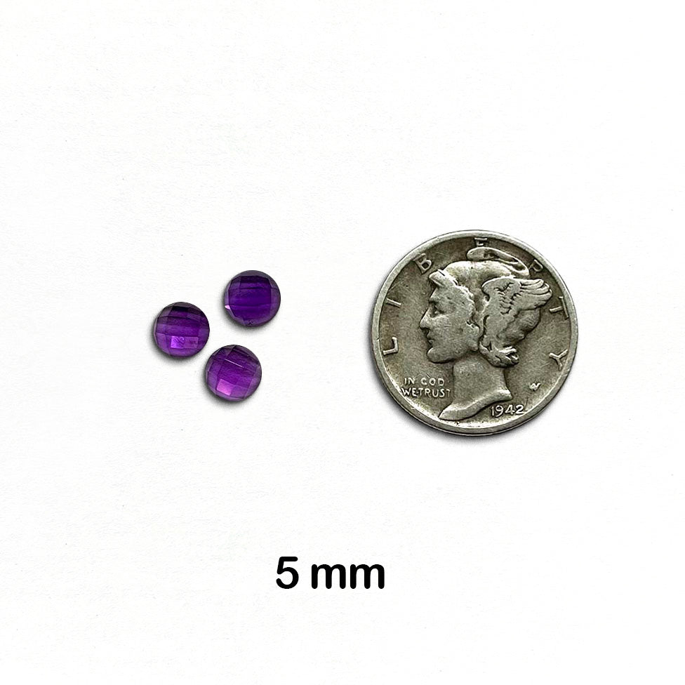 Amethyst - Round, AAA-Grade Rose Cut, 5 mm - 3 Pieces