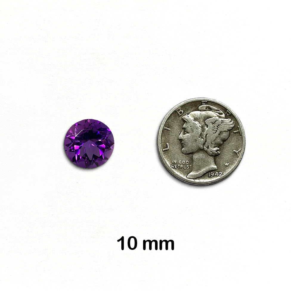 Amethyst - Round, AAA-Grade Faceted Gemstone, 10 mm - 1 piece