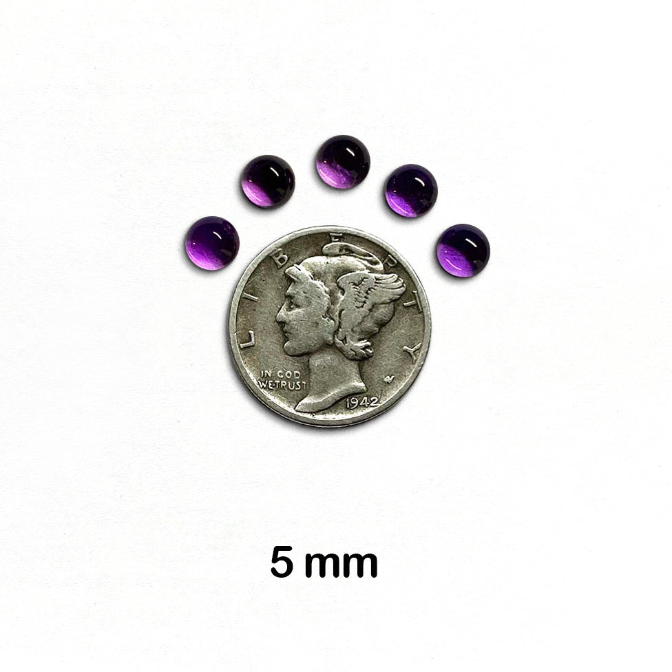 Amethyst - Round, Cabochon, 5 mm - 5 pieces