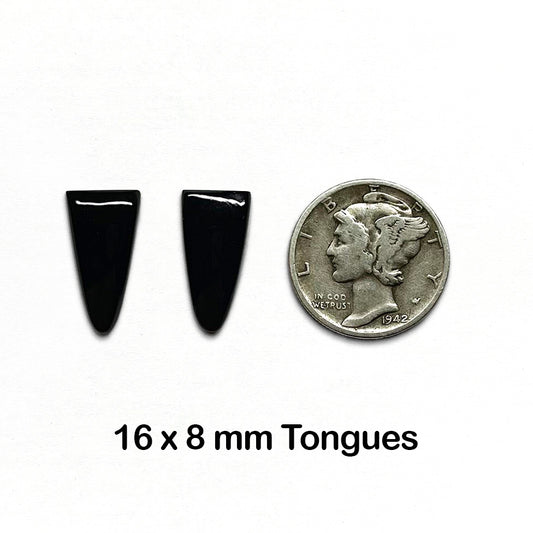 Black Onyx - Tongue, 16 mm x 8 mm - 2 Pieces