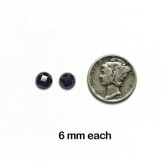 Black Onyx - Rose Cut, 6 mm - 4 Pieces