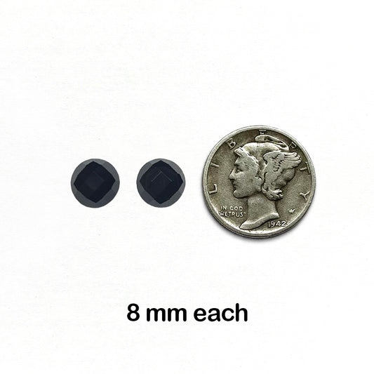 Black Onyx - Rose Cut, 8 mm - 2 Pieces