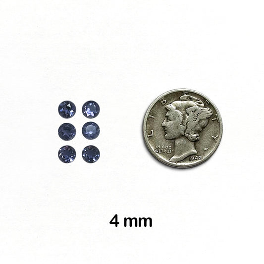 Iolite - Round, Faceted, 4 mm - 6 pieces