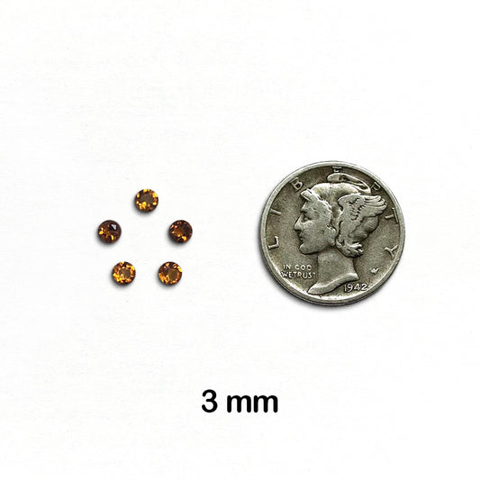 Citrine, Madeira - Round, Faceted Gemstone, 3 mm - 10 pieces