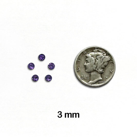 Amethyst - Round, AAA-Grade Faceted Gemstone, 3 mm - 10 pieces