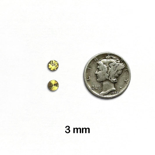 Sapphire, Yellow - Fine Quality, Round, Faceted, 3 mm - 2 pieces