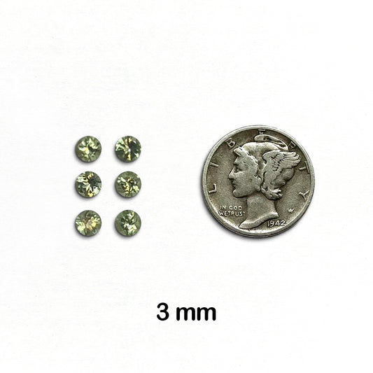 Peridot - Round, Faceted, 3 mm - 12 pieces