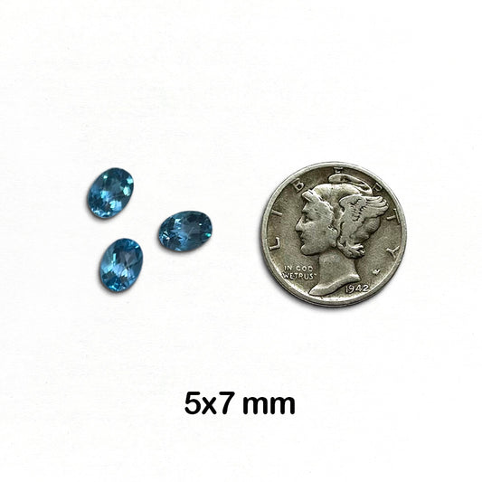 CLOSEOUT - Topaz, Swiss Blue - Faceted Checkerboard Cut, 5 mm x 7 mm- 8 pieces