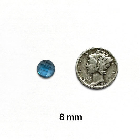 Topaz, London Blue - AAA-Grade, Round, Rose Cut, 8 mm - 1 piece
