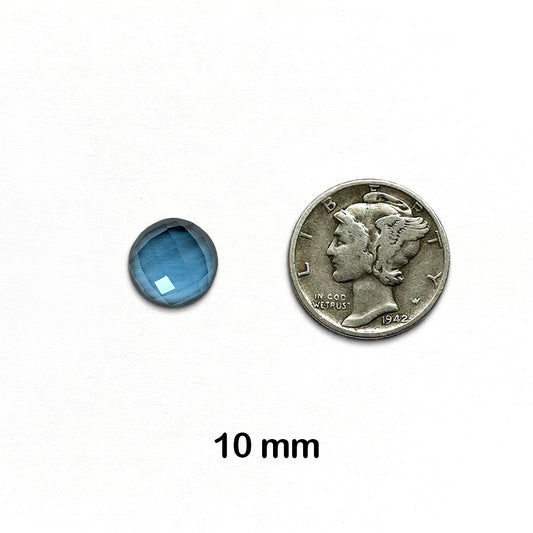 Topaz, London Blue - AAA-Grade, Round, Rose Cut, 10 mm - 1 piece