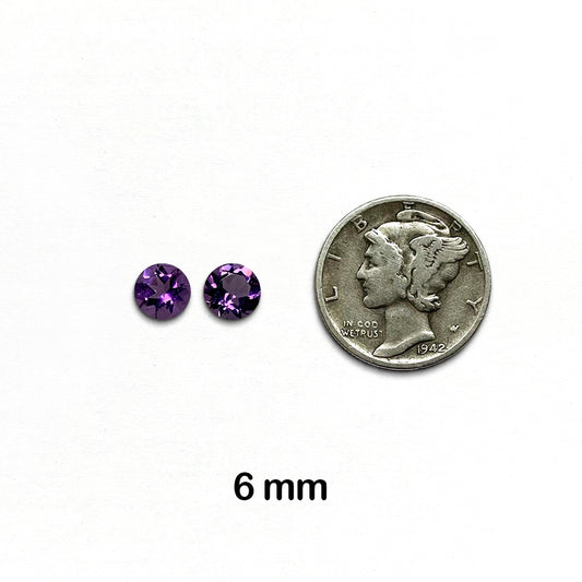 Amethyst, Pastel - Round, Faceted Gemstone, 6mm - 1 piece