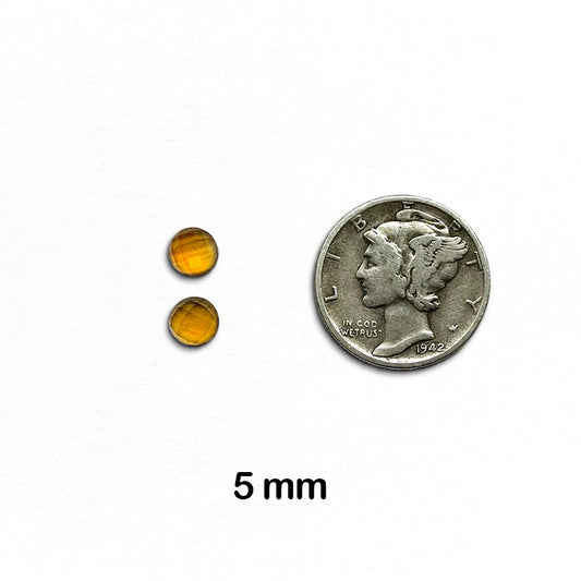 Citrine, Madeira - Round, Rose Cut, 5 mm - 2 pieces