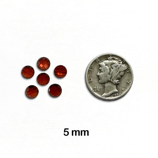 Garnet, Mozambique - Round, Rose Cut, 5 mm - 6 pieces