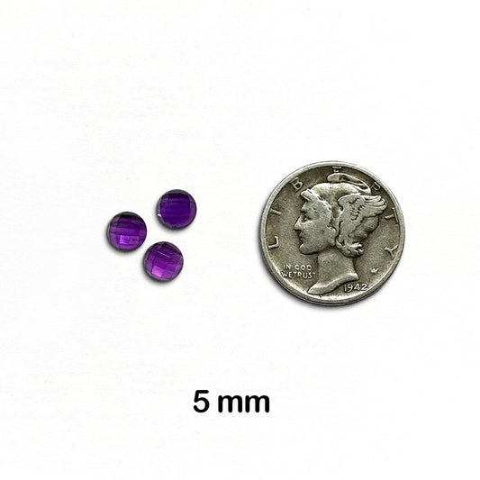 Amethyst - Round, Rose Cut, 5 mm - 3 Pieces