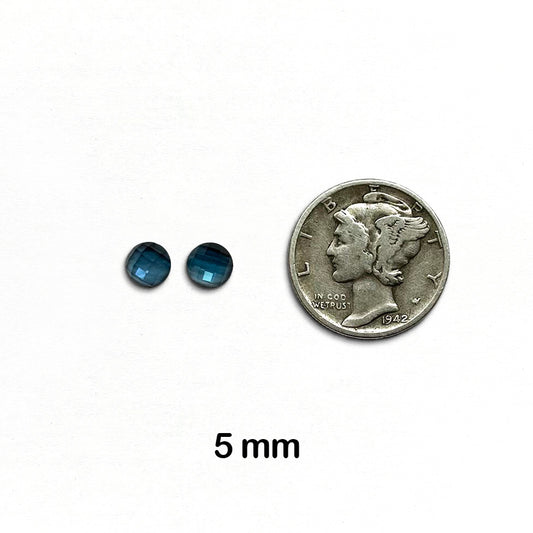 Topaz, London Blue - AAA-Grade, Round, Rose Cut, 5 mm - 2 pieces
