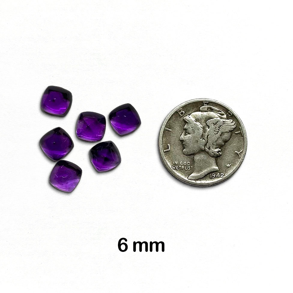 Amethyst - Square Sugarloaf 6mm - 1 piece