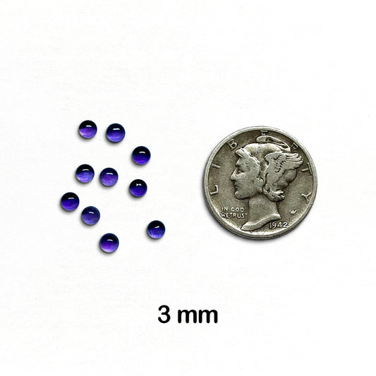 Amethyst - Round, Cabochon, 3mm - 1 piece