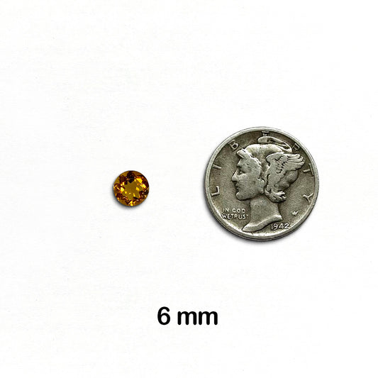 Citrine, Madeira - Round, Faceted Gemstone, 6mm - 1 piece