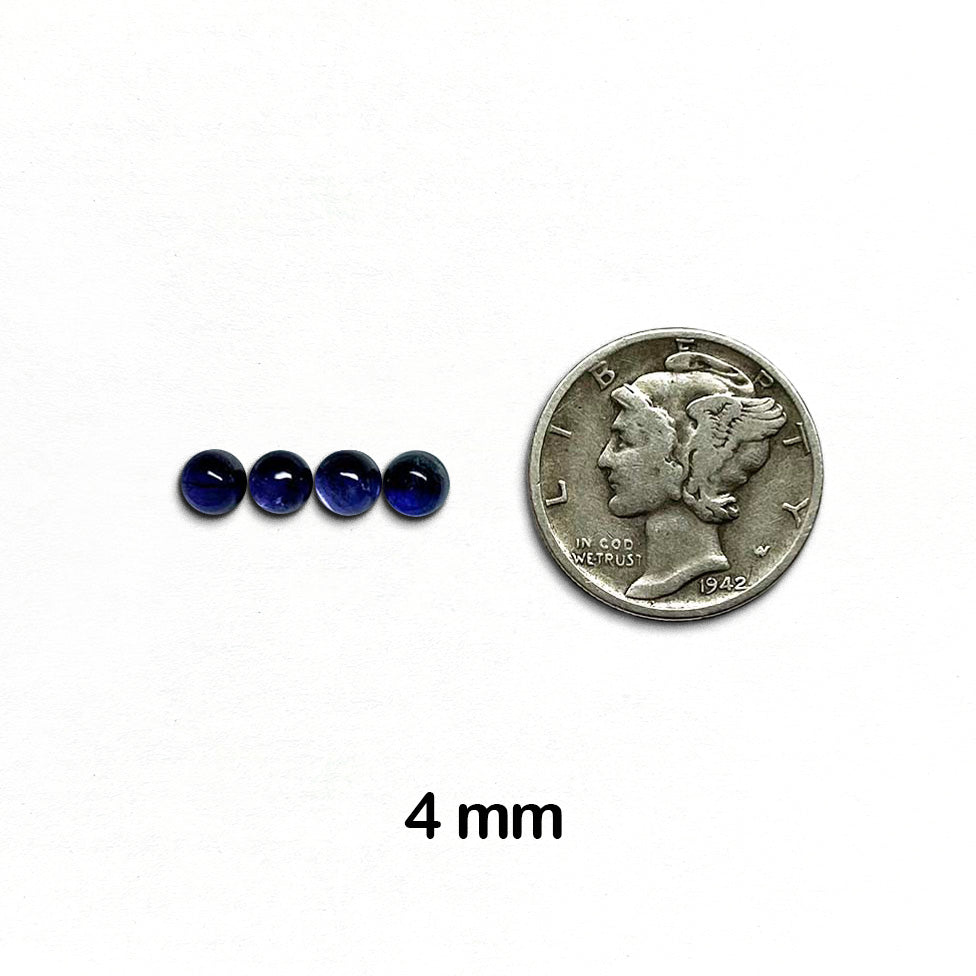 Iolite - Round, Cabochon, 4mm, - 4 pieces