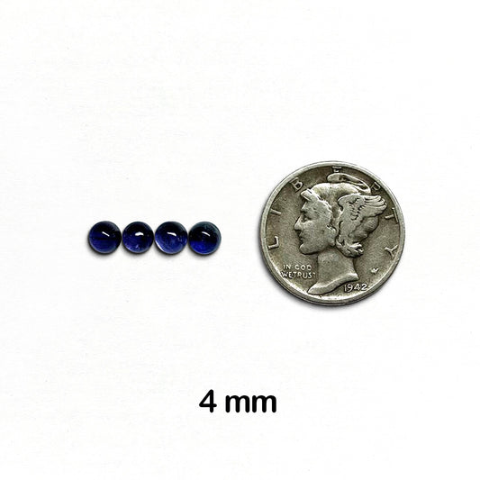 Iolite - Round, Cabochon, 4mm, - 4 pieces