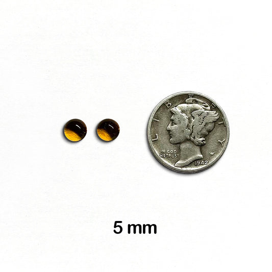 Citrine, Madeira - Round, Cabochon, 5 mm - 2 pieces