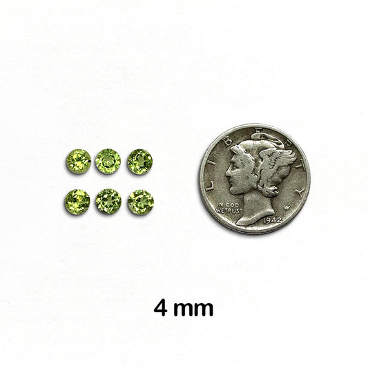 Peridot - Round, Faceted, 4 mm - 6 pieces
