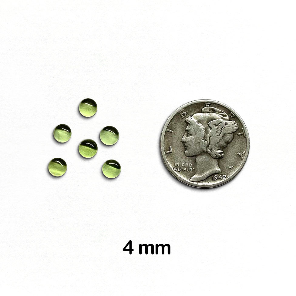 Peridot - Round, Cabochon, 4mm - 6 pieces