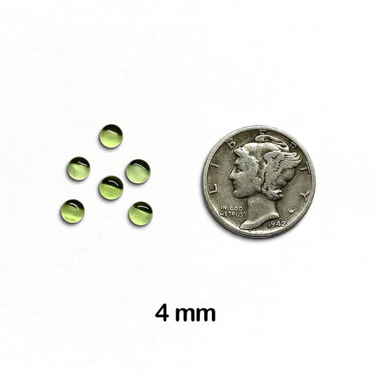 Peridot - Round, Cabochon, 4mm - 6 pieces