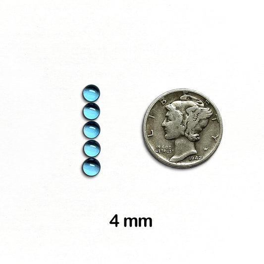 Topaz, Swiss Blue - AAA-Grade, Round, Cabochon, 4 mm - 5 pieces