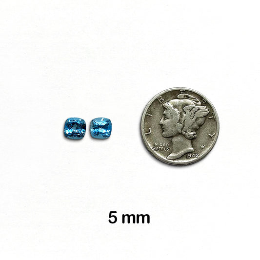 Topaz, Swiss Blue - Cushion Cut, 5 mm - 2 piece