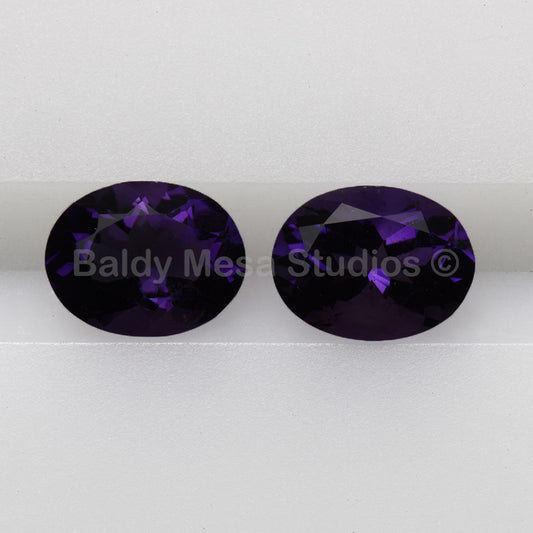 Amethyst - AAA+ Quality, Round, Faceted Gemstone, 9mm x 7mm - 2 pieces